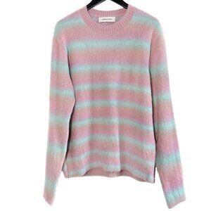 Andersson Bell Pink Green Striped Brushed Alpaca Blend Sweater